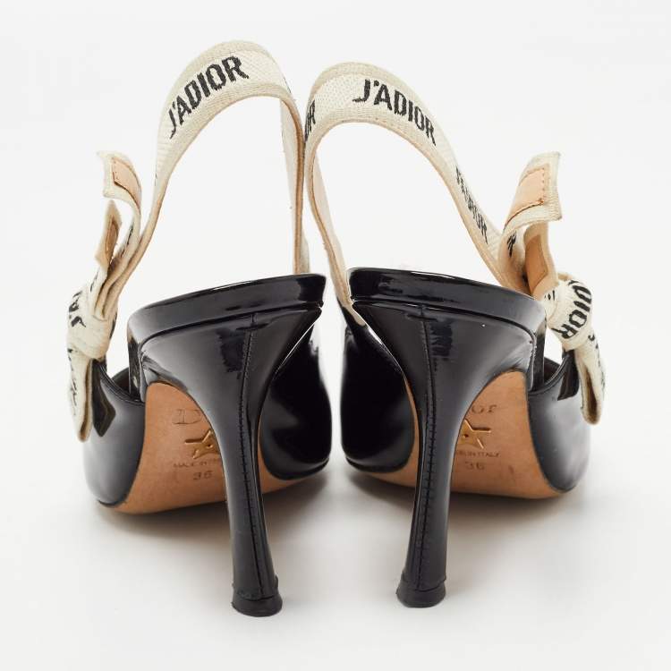 Pre Owned Dior Black Patent Leather J'adior Slingback Pumps Size 36 