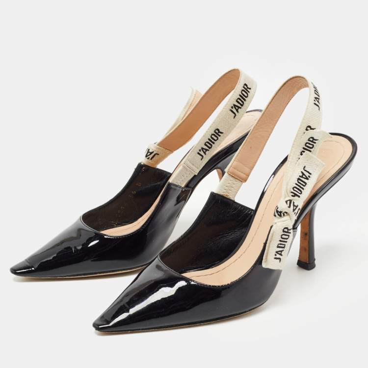 Pre Owned Dior Black Patent Leather J'adior Slingback Pumps Size 36 