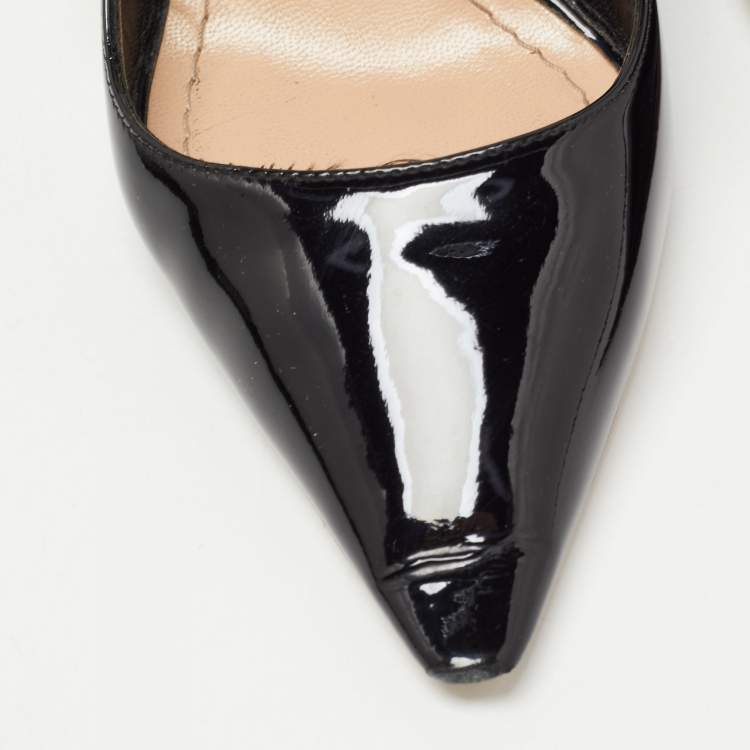 Pre Owned Dior Black Patent Leather J'adior Slingback Pumps Size 36 