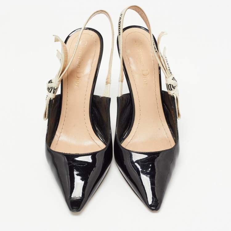 Pre Owned Dior Black Patent Leather J'adior Slingback Pumps Size 36 