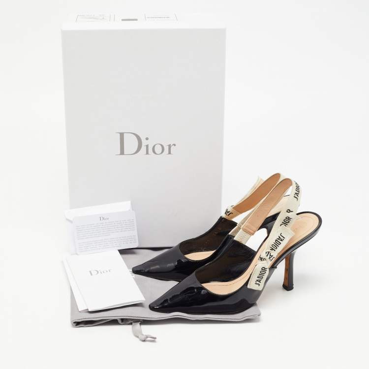 Pre Owned Dior Black Patent Leather J'adior Slingback Pumps Size 36 