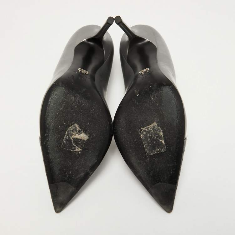 Pre Owned Dior Grey/Blue Patent Pointed Toe Pumps Size 39