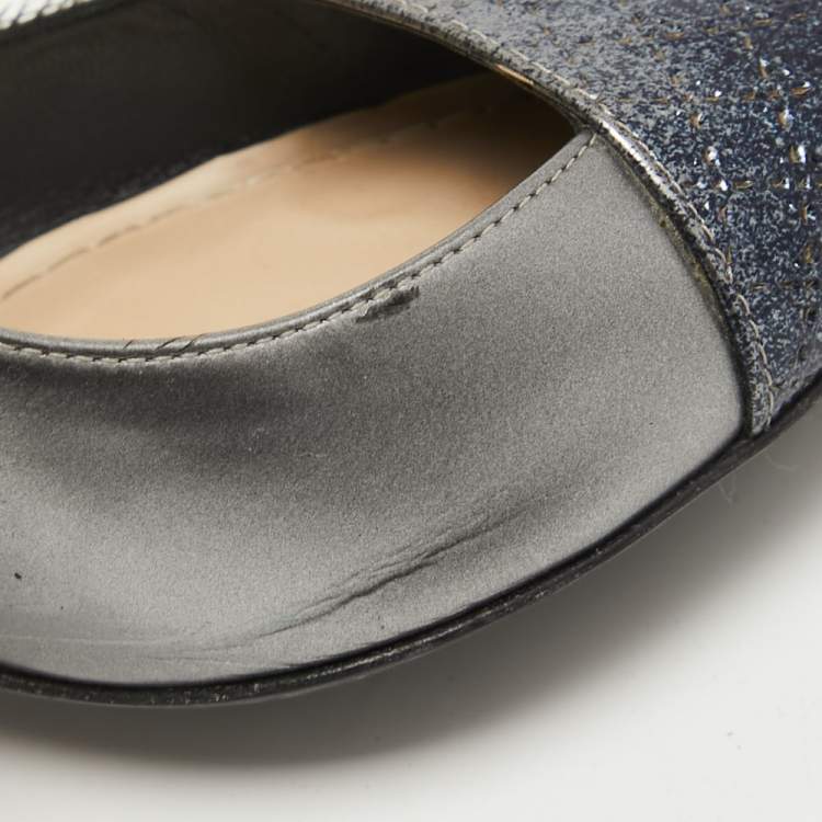 Pre Owned Dior Grey/Blue Patent Pointed Toe Pumps Size 39