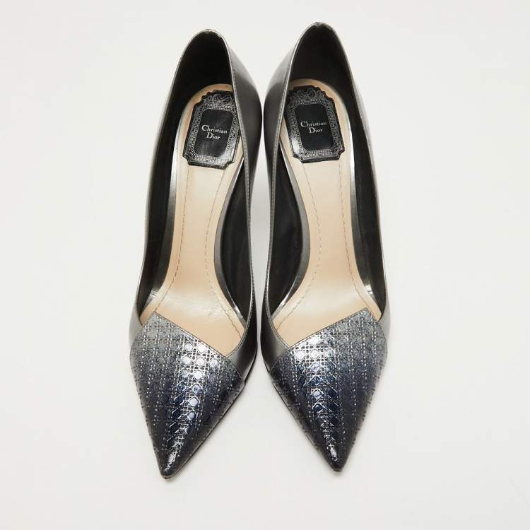 Pre Owned Dior Grey/Blue Patent Pointed Toe Pumps Size 39