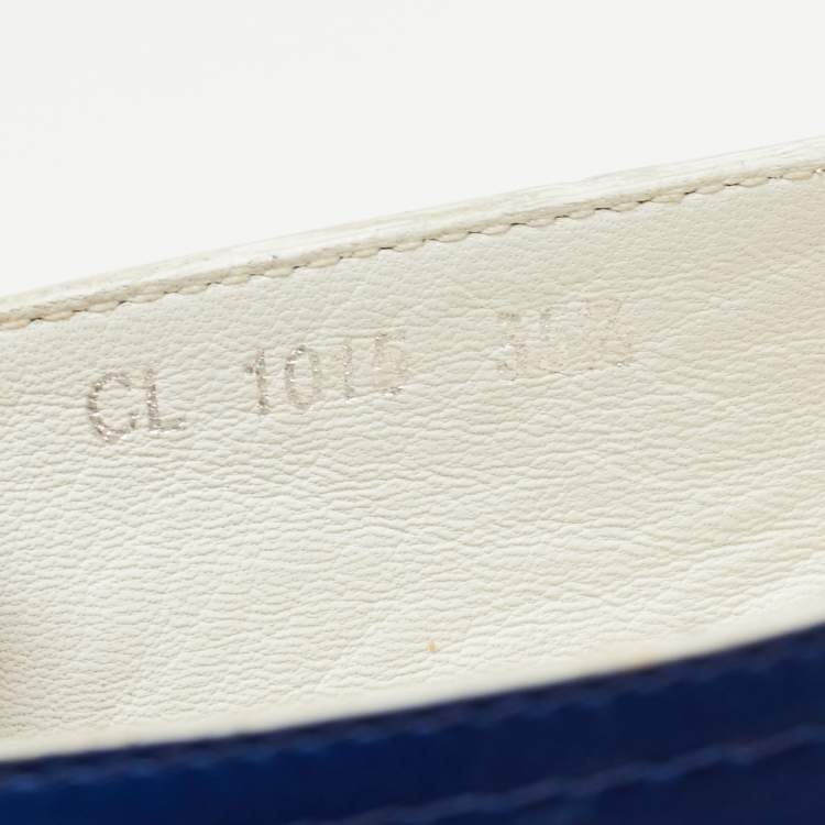 Pre Owned Dior Blue Laser Cut Leather Flower Applique Espadrille Flats Size 35.5