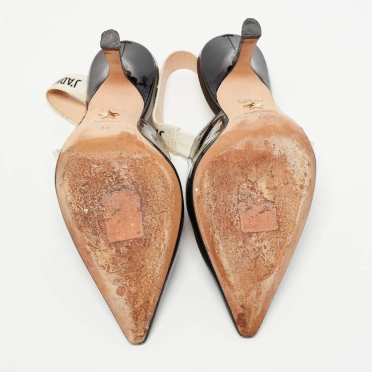 Pre Owned Dior Black Patent Leather J'adior Slingback Pumps Size 36