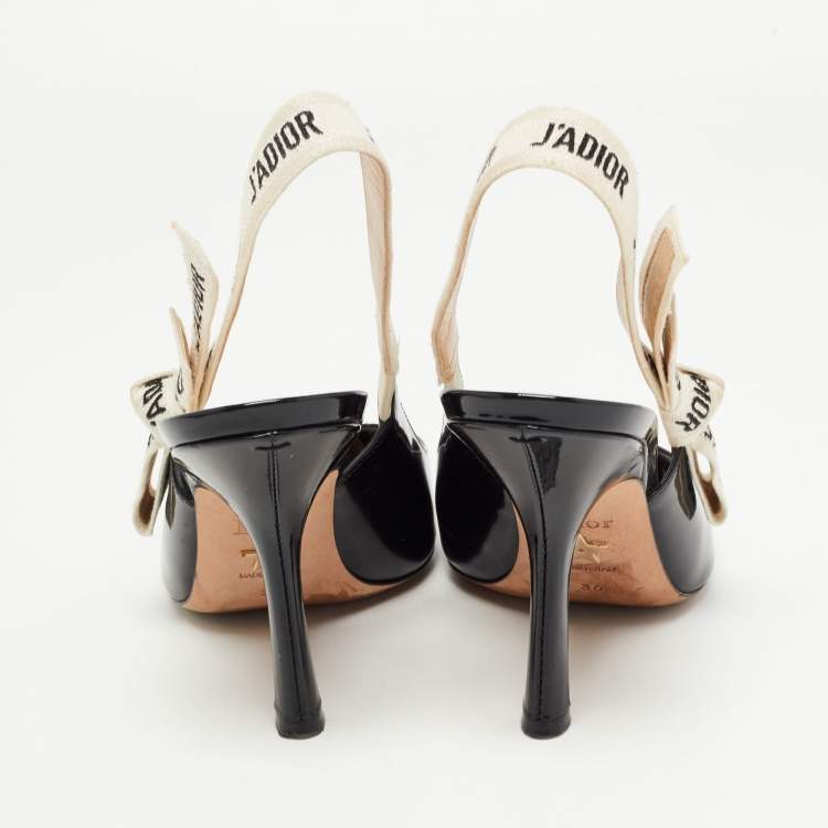 Pre Owned Dior Black Patent Leather J'adior Slingback Pumps Size 36