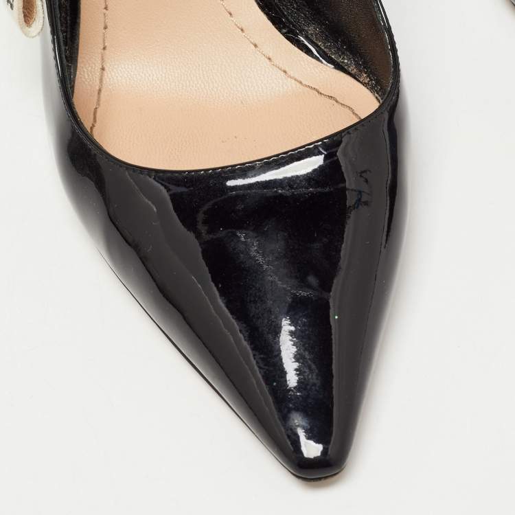 Pre Owned Dior Black Patent Leather J'adior Slingback Pumps Size 36