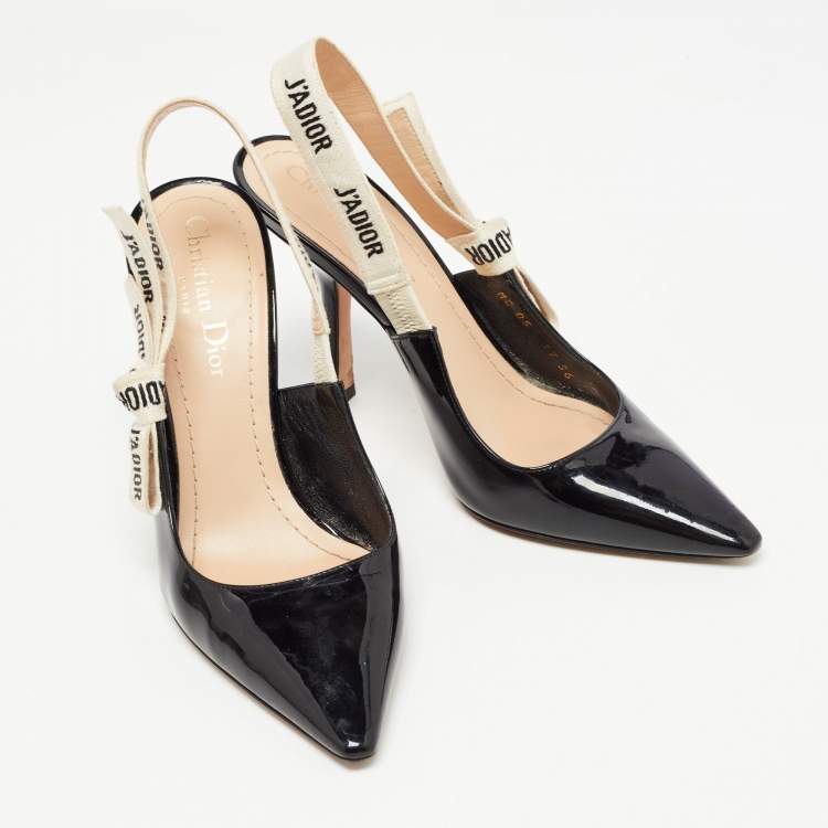 Pre Owned Dior Black Patent Leather J'adior Slingback Pumps Size 36