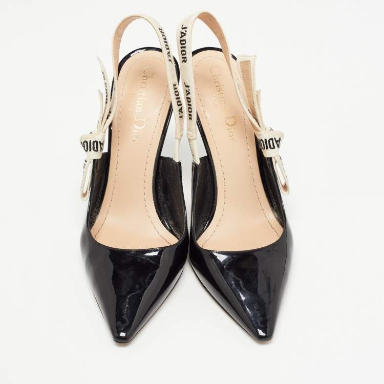 Pre Owned Dior Black Patent Leather J'adior Slingback Pumps Size 36