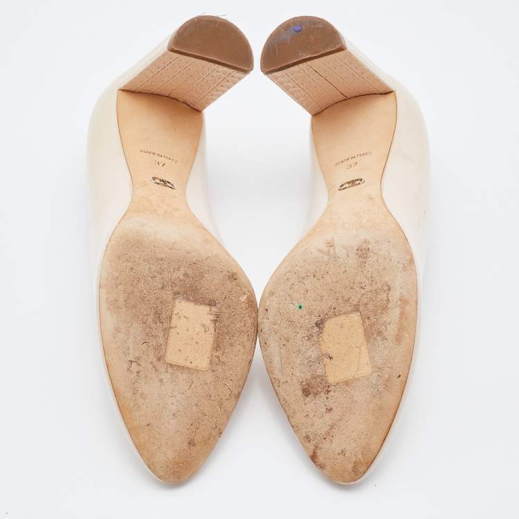 Pre Owned Dior Pink Cannage Patent Leather Block Heel Pumps Size 37