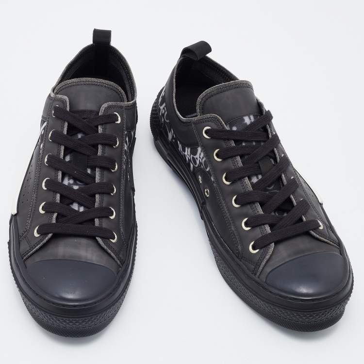 Pre Owned Dior Black Oblique Mesh and Rubber B23 Low Top Sneakers Size 41