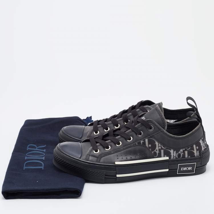 Pre Owned Dior Black Oblique Mesh and Rubber B23 Low Top Sneakers Size 41