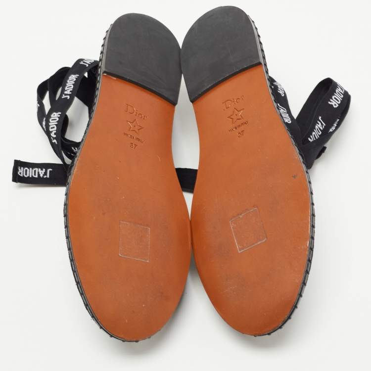 Pre Owned Dior Beige/Black Mesh and Suede Nicely D  Flats Size 37