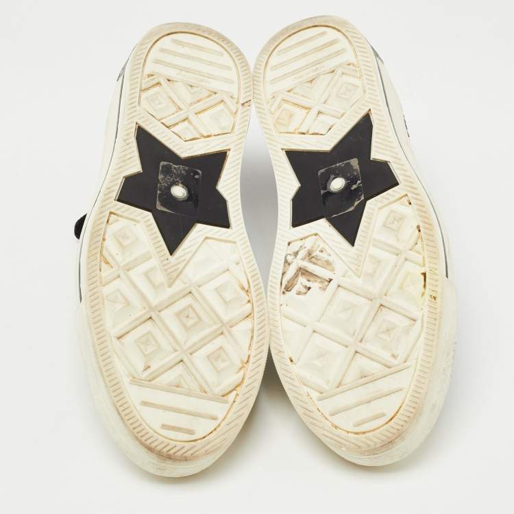 Pre Owned Dior Black Knit Fabric and Leather Walk'n'Dior High Top Sneakers Size 37