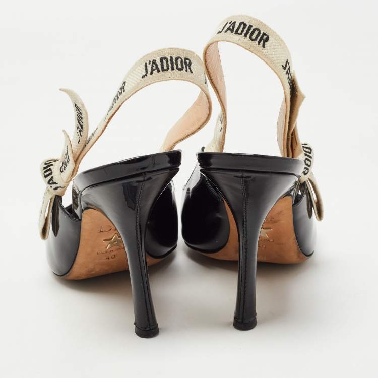 Pre Owned Dior Black Patent Leather J'adior Slingback Pumps Size 40