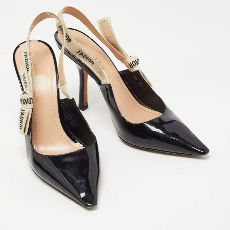 Pre Owned Dior Black Patent Leather J'adior Slingback Pumps Size 40
