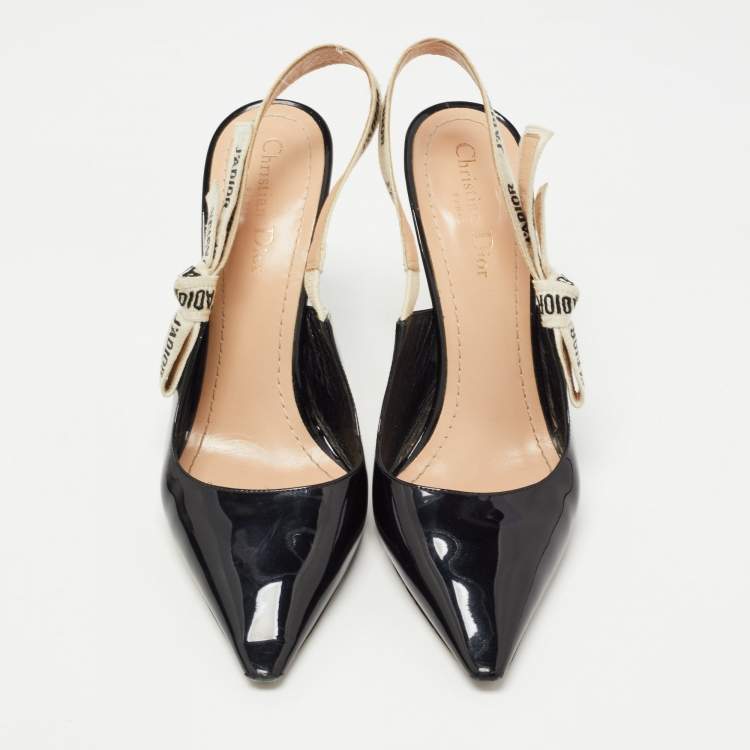 Pre Owned Dior Black Patent Leather J'adior Slingback Pumps Size 40