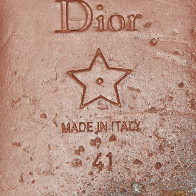 Pre Owned Dior Beige Leather Montaigne Flat Slides Size 41