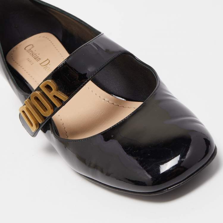 Pre Owned Dior Black Patent Leather Baby D Mary Jane Pumps Size 40.5
