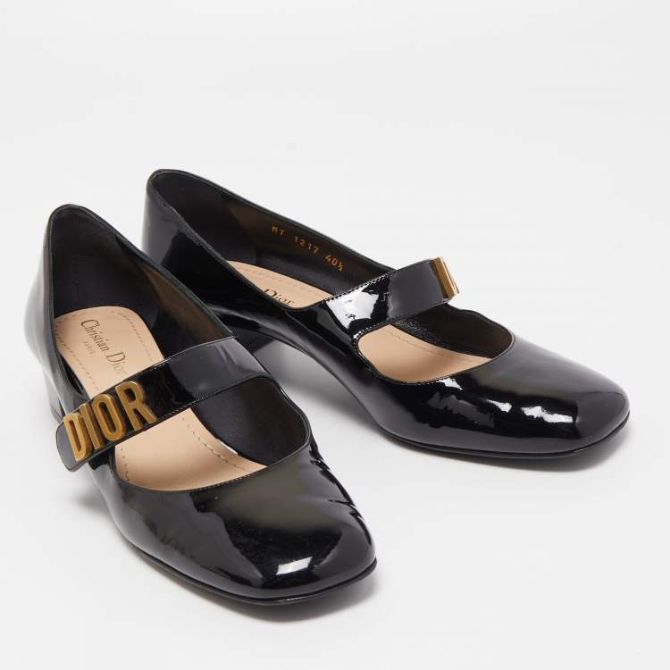 Pre Owned Dior Black Patent Leather Baby D Mary Jane Pumps Size 40.5