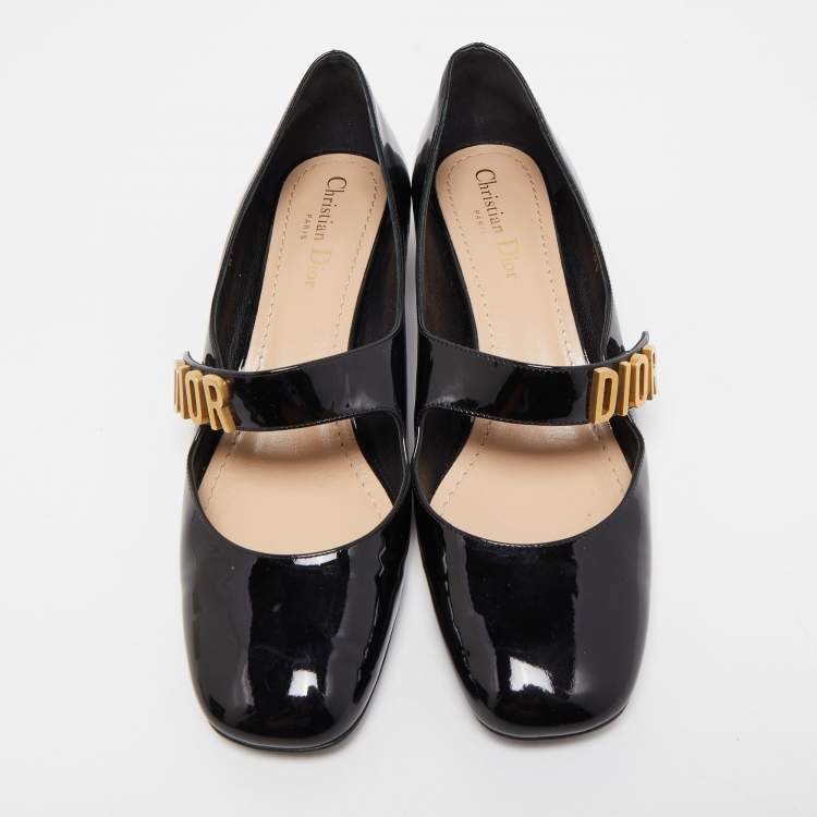 Pre Owned Dior Black Patent Leather Baby D Mary Jane Pumps Size 40.5