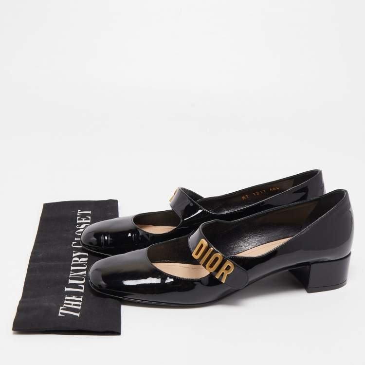 Pre Owned Dior Black Patent Leather Baby D Mary Jane Pumps Size 40.5