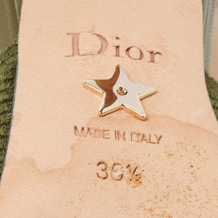 Pre Owned Dior Green Canvas J'adior Slingback Pumps Size 36.5