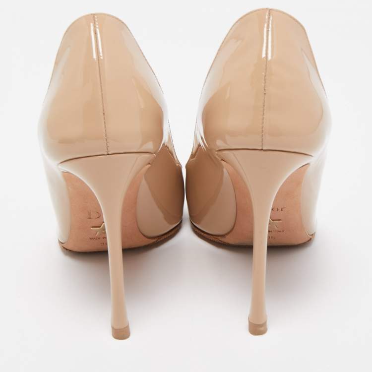 Pre Owned Dior Beige Patent Leather Pointed Toe Pumps Size 36