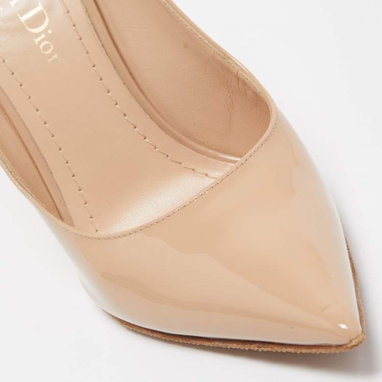 Pre Owned Dior Beige Patent Leather Pointed Toe Pumps Size 36