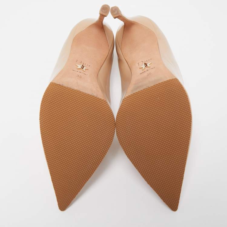 Pre Owned Dior Beige Patent Leather Pointed Toe Pumps Size 36