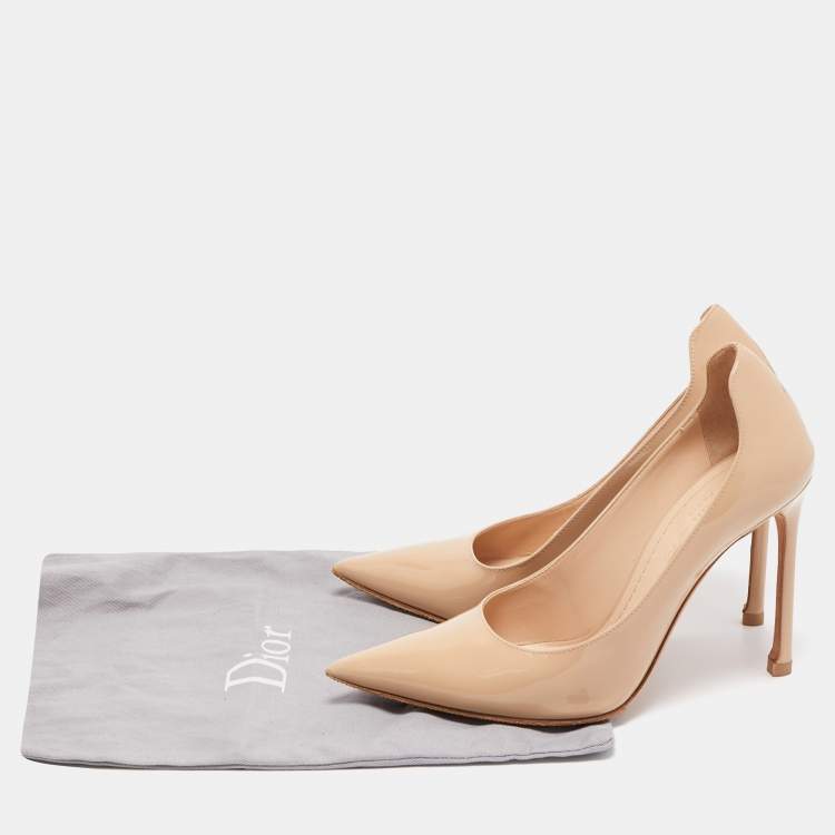 Pre Owned Dior Beige Patent Leather Pointed Toe Pumps Size 36