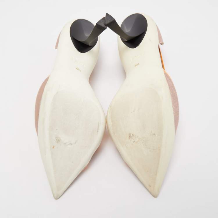 Dior Orange/Pink Patent Leather and Fabric Curved Heel Pumps Size 40.5