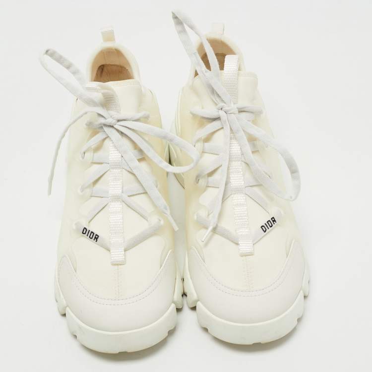 Pre Owned Dior Off White Neoprene and Leather D-Connect Sneakers Size 38.5