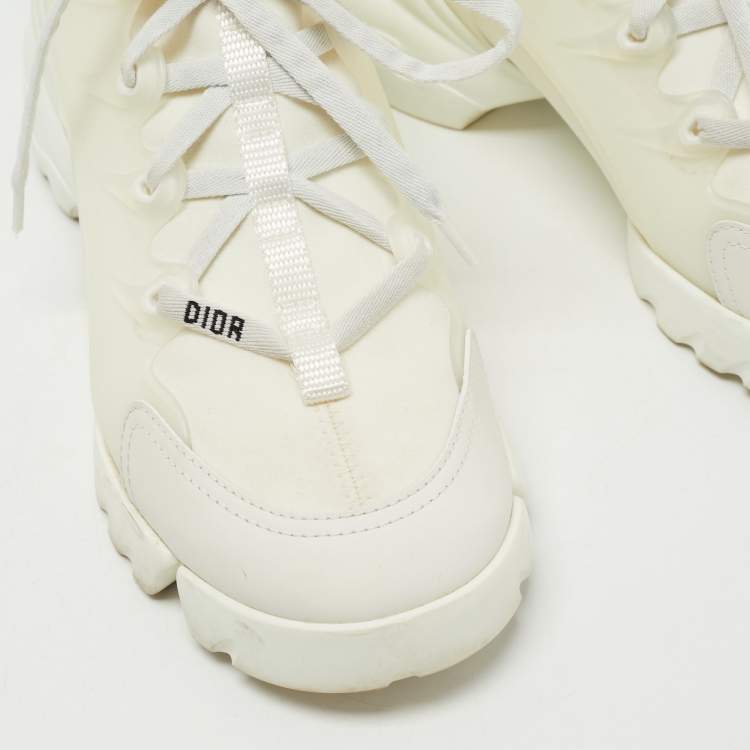 Pre Owned Dior Off White Neoprene and Leather D-Connect Sneakers Size 38.5