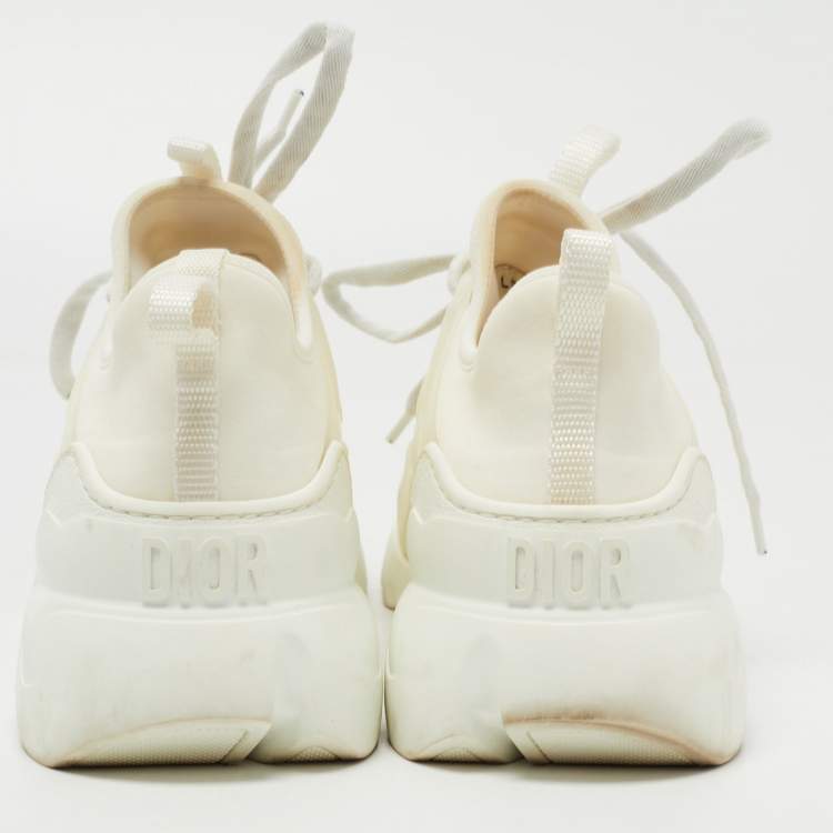 Pre Owned Dior Off White Neoprene and Leather D-Connect Sneakers Size 38.5