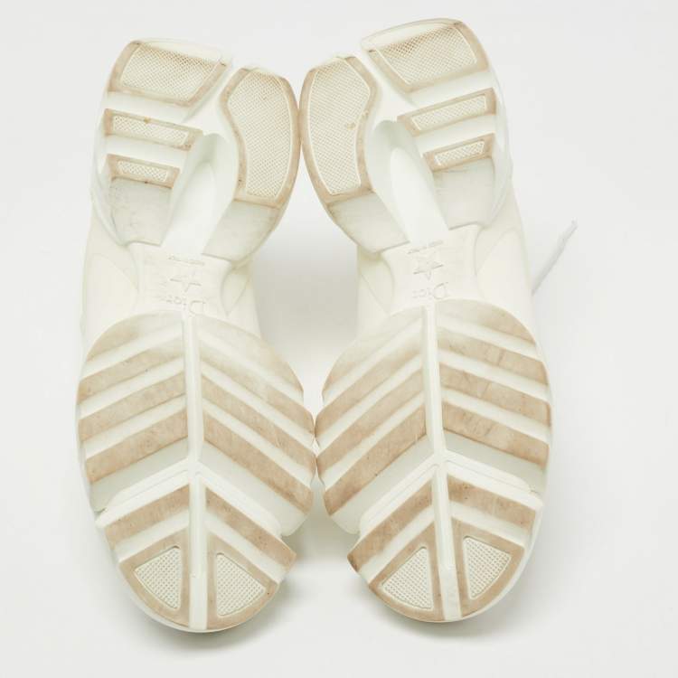 Pre Owned Dior Off White Neoprene and Leather D-Connect Sneakers Size 38.5
