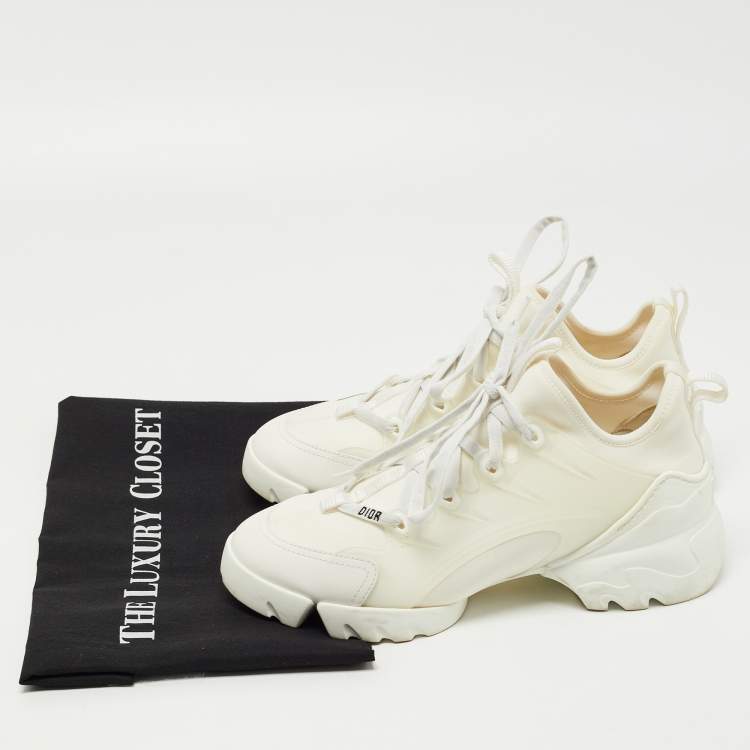 Pre Owned Dior Off White Neoprene and Leather D-Connect Sneakers Size 38.5