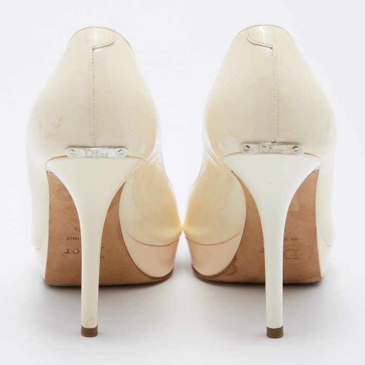 Pre Owned Dior Beige Patent Leather Miss Dior Pumps Size 40.5