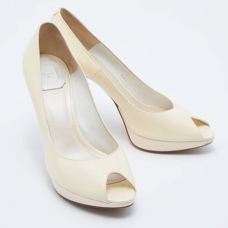 Pre Owned Dior Beige Patent Leather Miss Dior Pumps Size 40.5