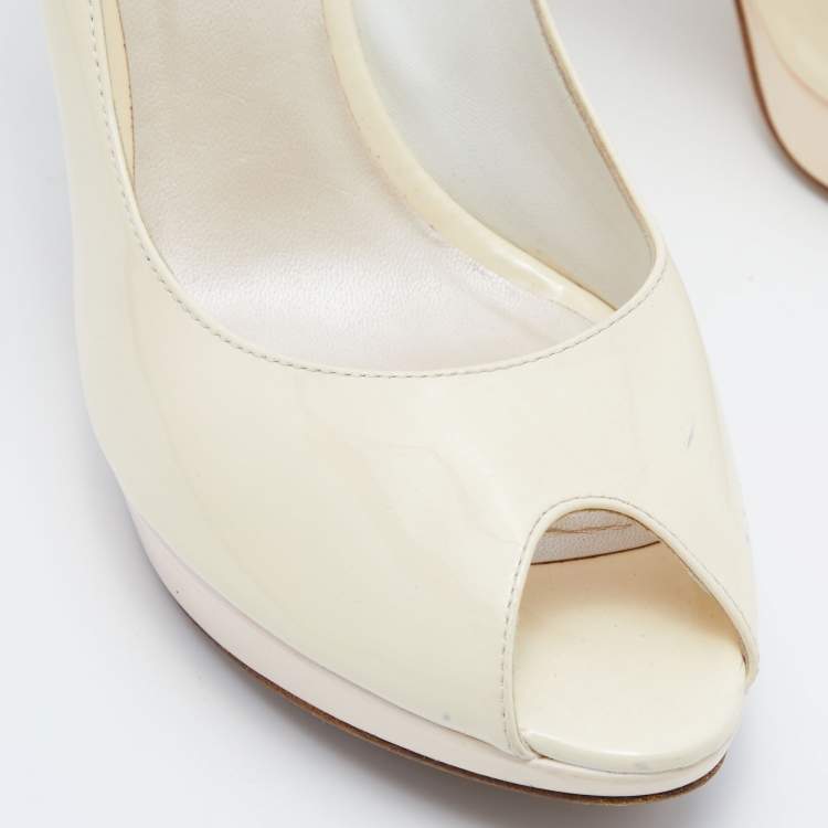 Pre Owned Dior Beige Patent Leather Miss Dior Pumps Size 40.5