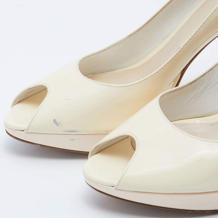 Pre Owned Dior Beige Patent Leather Miss Dior Pumps Size 40.5
