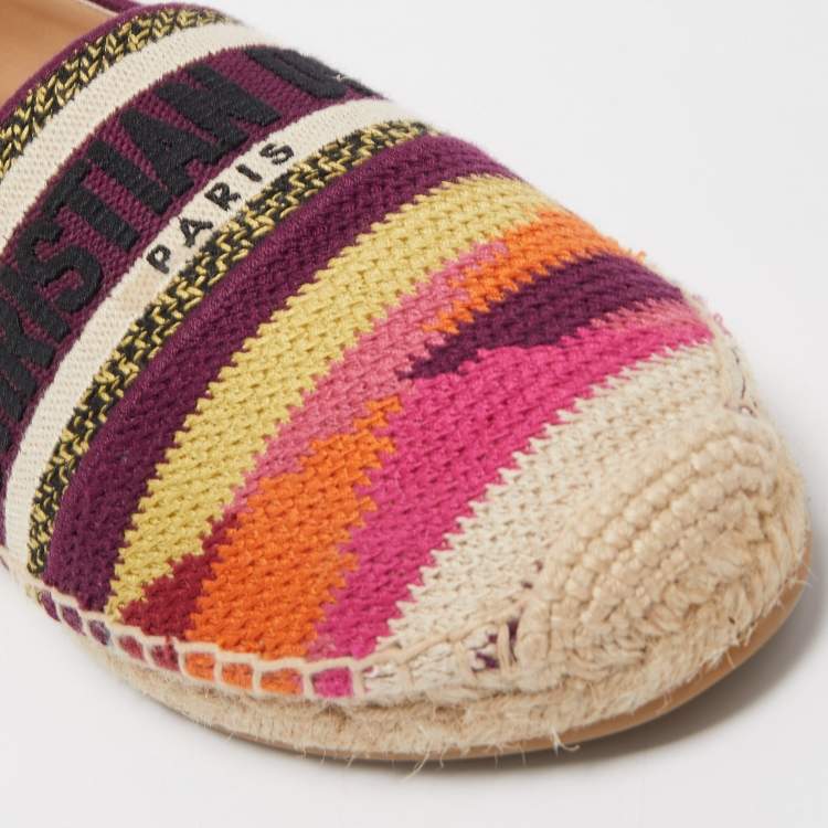 Pre Owned Dior Multicolor Canvas Granville Espradrille Flats Size 39.5