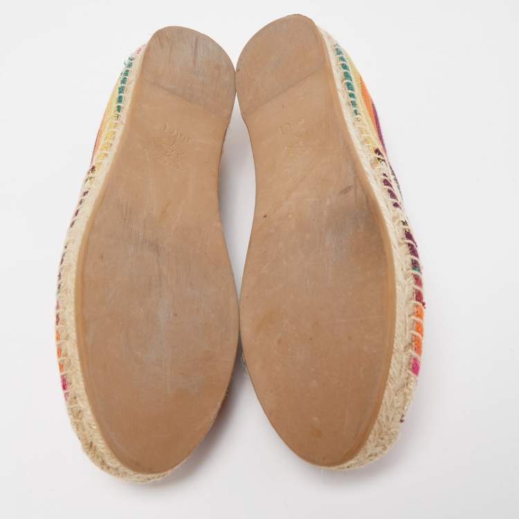 Pre Owned Dior Multicolor Canvas Granville Espradrille Flats Size 39.5