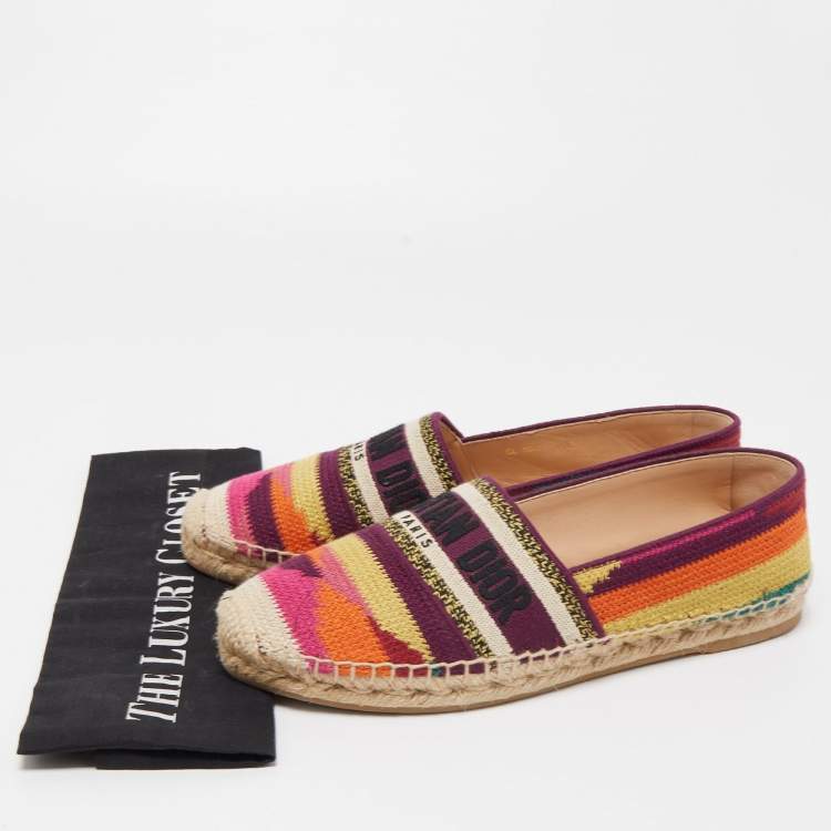 Pre Owned Dior Multicolor Canvas Granville Espradrille Flats Size 39.5