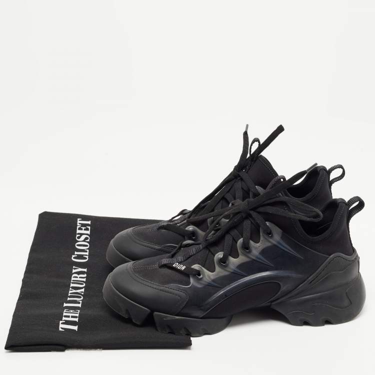 Pre Owned Dior Black Fabric and PVC D-Connect Low Top Sneakers Size 38