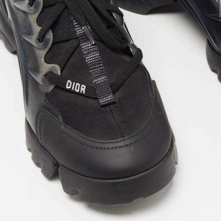 Pre Owned Dior Black Fabric and PVC D-Connect Low Top Sneakers Size 38