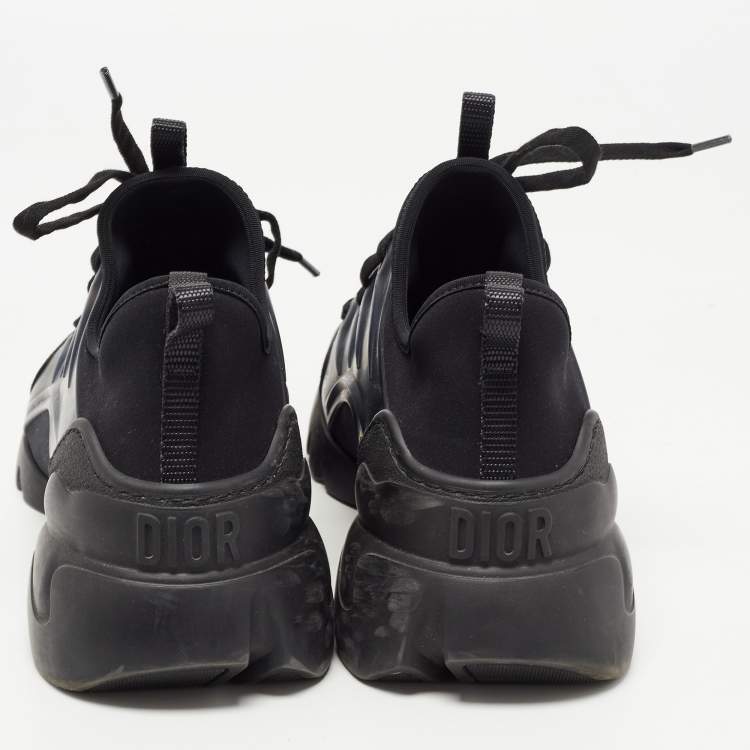 Pre Owned Dior Black Fabric and PVC D-Connect Low Top Sneakers Size 38