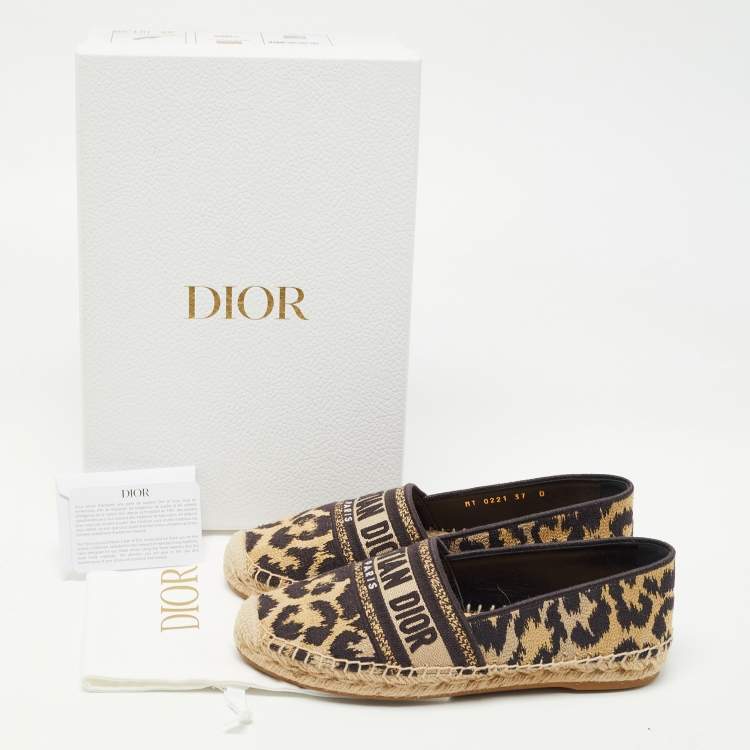 Pre Owned Dior Brown/Black Canvas Granville Espadrille Flats Size 37