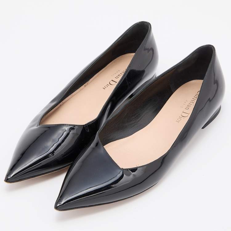 Black patent leather pointed toe flats on sale